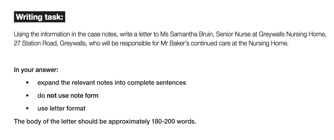 OET Writing Case Notes: Converting Case Notes into Sentences